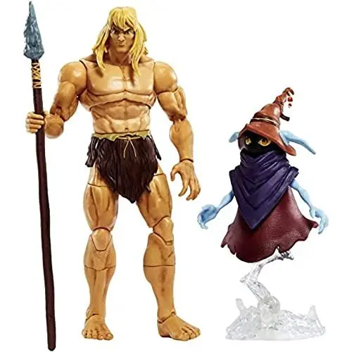 Produktbild: Masters of the Universe GYY41 - MOTU Masterverse Revelation Savage He-Man Deluxe Actionfigur mit 30+ beweglichen Gelenken, 3 Waffen, Gurtzeug & Orko Figur mit 'schwebendem' Sockel, ab 6 Jahren