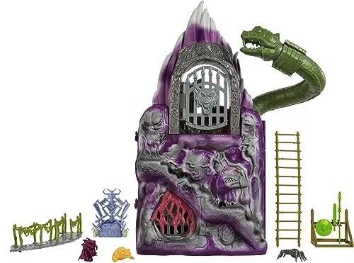 Produktbild: MOTU Origins Snake Mountain - Spielset mit authentischem Design und vielen Features inklusive Käfig, Kerker, Thron von Skeletor, Säurepool und Fluchttunnel, HPG41