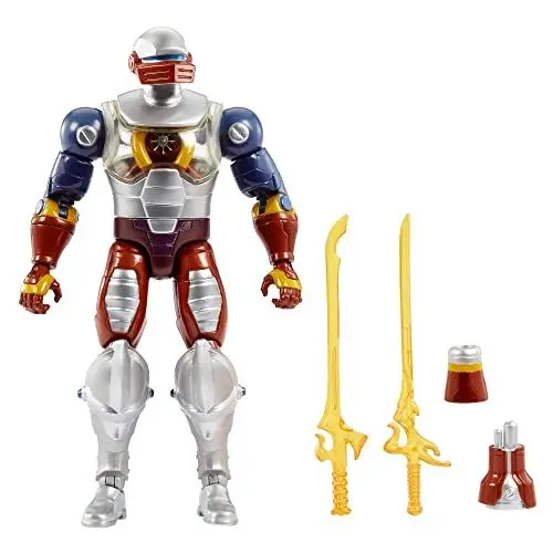 Produktbild: Masters of the Universe Masterverse Actionfigur Roboto, detailreiche Sammelfigur mit Armzubehör und Schwertern, bewegliches MOTU Spielzeug, HLB40
