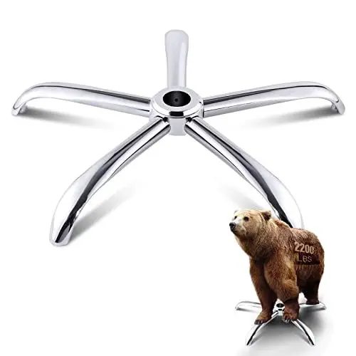 Produktbild: Mastery Mart Bürostuhl Fußkreuz, Robustes Metallgestell, Unterstützt über 200kg, Universal für 11mm x 22mm Rollen und 50mm Gasfeder, Silber, 70cm