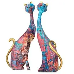 Produktbild: masteymoh Kunst Harz Skulptur Statue Katzen 2PCS Zwei Ölgemälde Katzen Skulpturen für Home Office Hotel Bücherregal Desktop Dekoration 28 cm hoch
