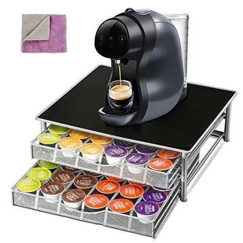 Produktbild: Masthome Kaffee Kapselhalter,2-Tier Kaffee KapselSchublade zur Aufbewahrung für Dolce Gusto käpsel, Kapselständer Organiser Kapazität 72 mit Rutschfeste Oberfläche-Hergeben1 Reinigungstuch