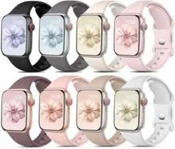 Produktbild: Mastten 8 Stück Sport Armbänder Kompatibel mit Apple Watch Armband 42mm 41mm 40mm 38mm für Damen Herren, Weiche Silikon Ersatz Armband für Apple Watch Series 10 9 8 7 6 5 4 3 2 1/iWatch SE, Moranti