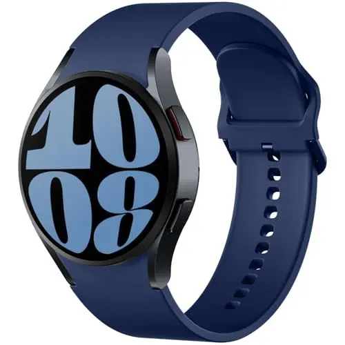 Produktbild: Mastten Kompatibel mit Samsung Galaxy Watch 7 6 5 4 FE Armband 40mm 44mm, Weiches Silikon Armbänder für Galaxy Watch 6 Classic / 4 Classic / 5 Pro, Sport Armband für Damen Herren, DunkelBlau