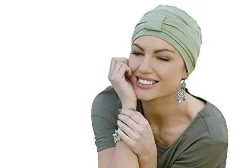 Produktbild: MASUMI Chemo Damen Bio-Kopfbedeckung - Ellie Bambus Turban Mütze für Damen | Kopfbedeckung für Frauen mit Haarausfall | Weiche Mützen für Krebspatienten | 95% Bambus (Farbe: Grün)