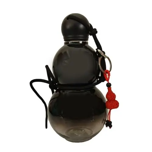 Produktbild: Masyrt 800 Ml Isolierte Wasserflasche Im Kürbis-Stil, Retro-chinesischer Tragbarer Sport-Wasserspeicher für Männer und Frauen, Ideal für Hydration (Schwarz)