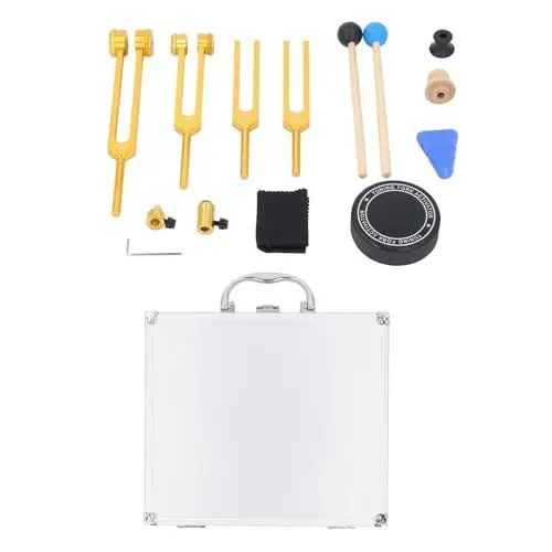 Produktbild: Masyrt Sensorisches Stimmgabel-Set aus Aluminiumlegierung mit Hammer – Ideal für Yoga-Meditation, Komplettes Stimmgabel-Set für Therapeutische Heilung