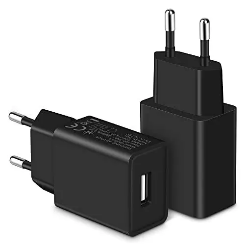 Produktbild: MatauMahi 5V1A USB Ladegerät (Schwarz, 2er-Pack), 5W Netzteil, Stecker, Adapter für Handys, Tablets, Powerbanks, Bluetooth-Kopfhörer, Smartbands und Andere Geräte Mit USB-Schnittstelle