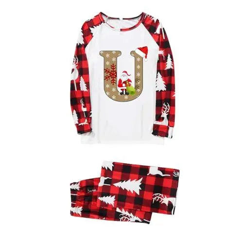 Produktbild: Matching Pyjamas Couple pjama Set für Damen Weihnachten Schlafanzug weihnachtsanzug Familie Set weihnachtsmode Familie Schlafanzug mädchen Pyjama Damen lang kariert Christmas Pajamas for Family