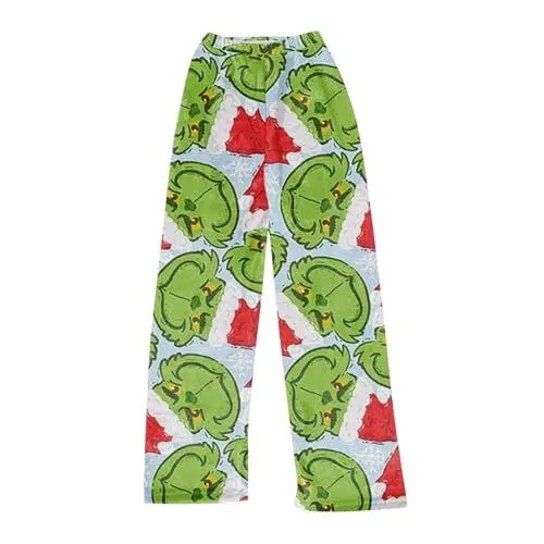 Produktbild: Matching Pyjamas Damen Schlafanzughose Hosen Lang Flanell Pyjama Hose Damen Schlafhose Weich Weihnachten Pyjamas Weihnachtsmann Bequeme Warme Pyjamahose Lounge Hose Multi L