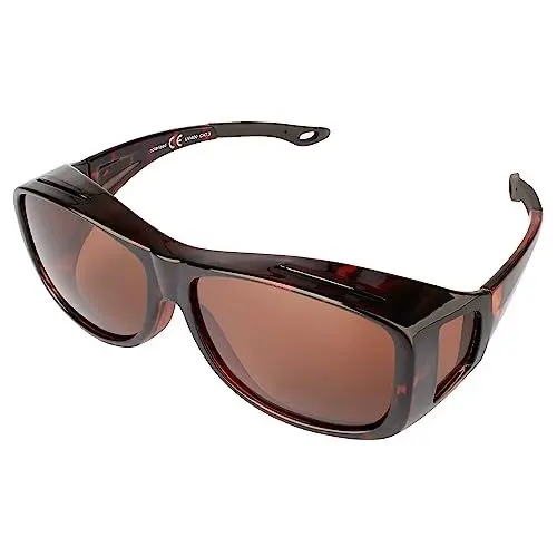 Produktbild: Matec Patent Trades UG 1 x BM Sunglasses polarisierte Sonnen-Überziehbrille Braun Leopardenmuster für Brillenträger UV 400 CAT3 für SIE & IHN