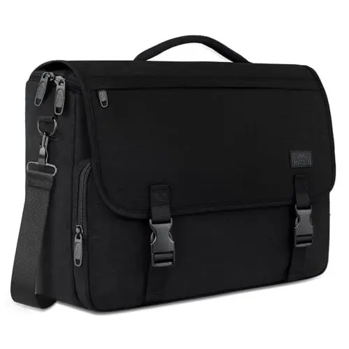 Produktbild: MATEIN Aktentasche Herren, Laptoptasche 15,6 Zoll, Wasserdicht Messenger Bag Laptop Tasche, Business Notebook Computer Umhänge Schultertasche für College Büro Arbeit Frauen Männer, Schwarz