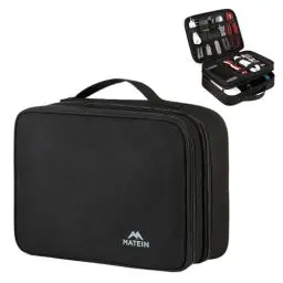 Produktbild: MATEIN Kabeltasche Organizer, Kabel Organizer Tasche Reise Kabel Tasche 3 Schicht Kabelorganizer Kabelaufbewahrung Cable Organizer Bag Ladekabel Tasche Tech Pouch Elektronik Tasche für Handy, Schwarz