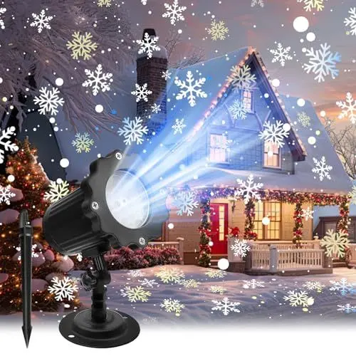 Produktbild: MATEPROX Weihnachtsprojektor, IP65 Wasserdicht LED-Schneeflockenlicht Lichtprojektor, Schneeflockenlicht Projektionslampen für Innen und Außenbereich, Garten, Rasen, Haus, Party, Festival, Dekoration