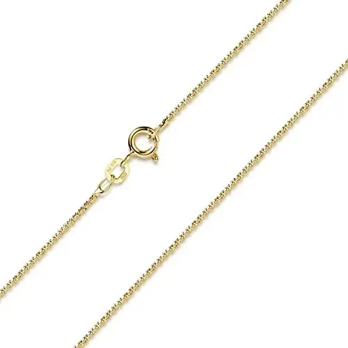 Produktbild: MATERIA Venezianerkette Gold Damen - Halskette 925 Silber vergoldet Goldkette 1,2mm für Frauen Mädchen in Box K100, Länge Halskette:45 cm