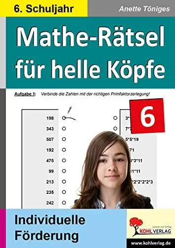 Produktbild: Mathe-Rätsel für helle Köpfe / 6. Schuljahr: Kopiervorlagen zur individuellen Förderung im 6. Schuljahr