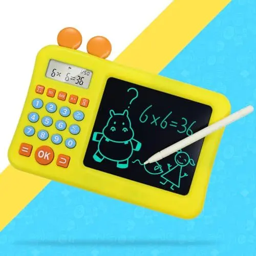 Produktbild: ZNZ Mathe-Rechner für Kinder, Elektronisches Math Rechentrainer Spielzeug mit Skizzenblock, Taschenrechner-Geschenke für Kinder im Alter von 4–13 Jungen und Mädchen, Berechnung und Logik