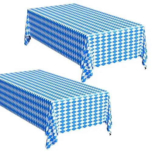 Produktbild: Matogle 2 Stück Oktoberfest Tischdecke Deko Bayrische Tischtuch Oktoberfest Tischdeko Party Deko Biertisch Blau Weiß Raute 130 x 275cm für Bierzeltgarnitur Bayern Bier Festival Starkbierfest