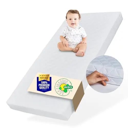 Produktbild: Matratze 60x120 Baby Kindermatratze 60x120 cm mit waschbarem Bezug für Kinder 10 cm hoch, Wendematratze eco5 Zertifizierung für Kinderbett Bodenbett