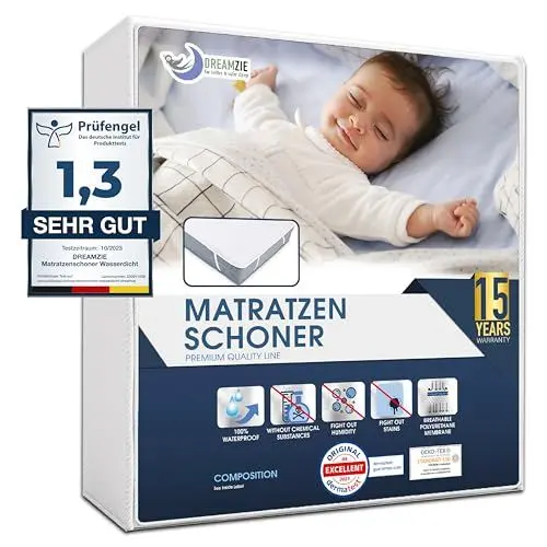 Produktbild: Dreamzie Matratzenschoner 70x140 Baby Wasserdicht Made in EU und Oeko-TEX Zertifiziert Nässeschutz Atmungsaktive