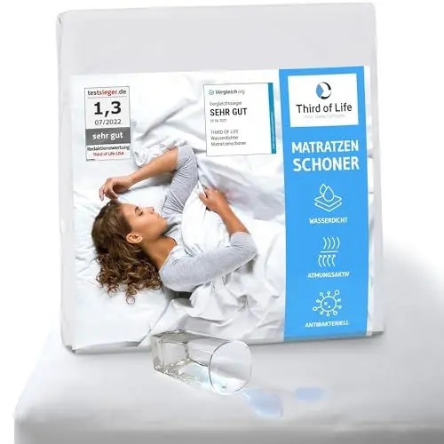 Produktbild: Matratzenschoner 90 x 190 wasserdicht & atmungsaktiv, Hygienische Matratzenauflage, Inkontinenzunterlage waschbar 90x190, Optimaler Anti-Milben und Nässeschutz, Schimmelresistenter Matratzenbezug