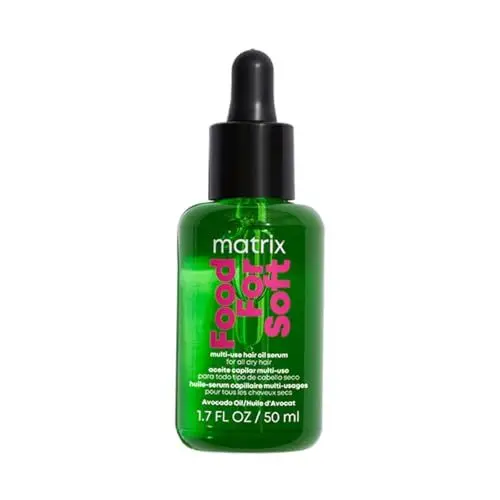 Produktbild: Matrix Leave-In Öl-Serum für trockenes bis sehr trockenes Haar, Mit Avocado-Öl und Hyaluronsäure, Hitzeschutz bis 230°C, Feuchtigkeitsspendend, Vegane Formel, Food For Soft, 1 x 50 ml