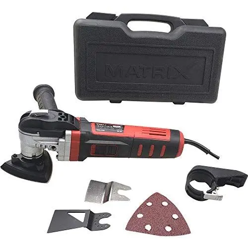 Produktbild: Matrix Multifunktionswerkzeug Oszillationswerkzeug 600W Multitool MC 600 zum Schleifen, Schaben, Sägen, Schneiden ... | 600 Watt | 230V | 10000-16000 RPM | inklusive Koffer und viel Zubehör