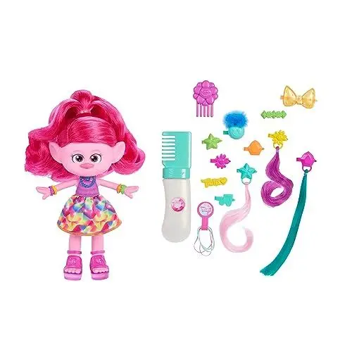 Produktbild: Mattel DREAMWORKS TROLLS Gemeinsam Stark – Haar-tastische Königin Poppy-Modepuppe - 15+ Zubehörteile, Glitzerkamm, herauswaschbares Glitzergel, für Kinder ab 3 Jahren, HNF25