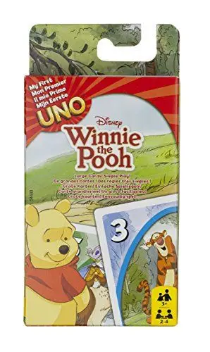 Produktbild: Mattel Games 54480 UNO Junior Winnie Puuh Kartenspiel für Kinder, geeignet für 2 - 4 Spieler, Spieldauer ca. 15 Minuten, ab 7 Jahren