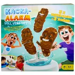 Produktbild: Mattel Games Kacka Alarm Spiel, Voll Verstopft, Geschicklichkeitsspiel mit Toilette und Mister Kackas zum Einfangen, für 2-4 Spieler, ab 5 Jahren, GRF99