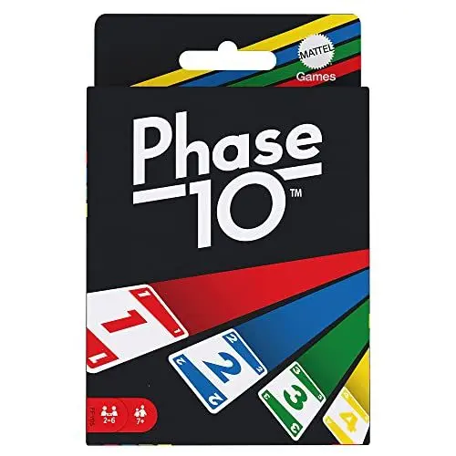 Produktbild: Mattel Games Phase 10 Kartenspiel für die Familie, Deutsche Version, von den UNO-Machern, Rommé-ähnlich, Perfekt als Kinderspiel, Reisespiel oder Spiel für Erwachsene, für 2-6 Spieler, FPW38