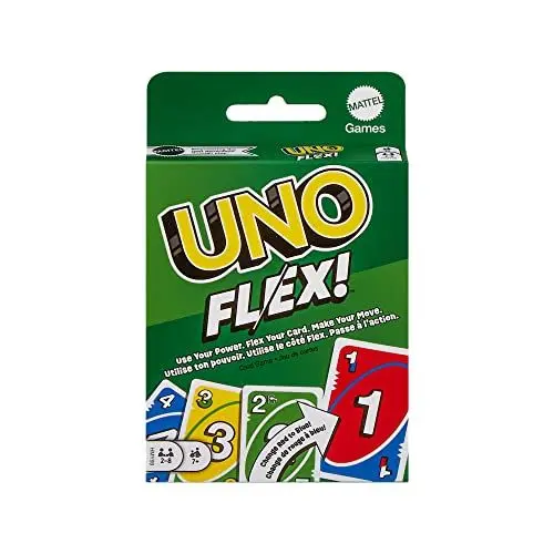 Produktbild: Mattel Games UNO Flex, UNO Kartenspiel für die Familie, mehr Abwechslung durch Powerkarten, Perfekt als Kinderspiel, Reisespiel oder Spiel für Erwachsene, für 2-10 Spieler, ab 7 Jahren, HMY99