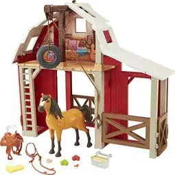 Produktbild: Mattel Spirit Pferdestall Spielset mit Pferd Spirit, Stall, 3 Spielbereichen und 10 Spielteilen, tolles Geschenk für Kinder ab 3Jahren, HDK56