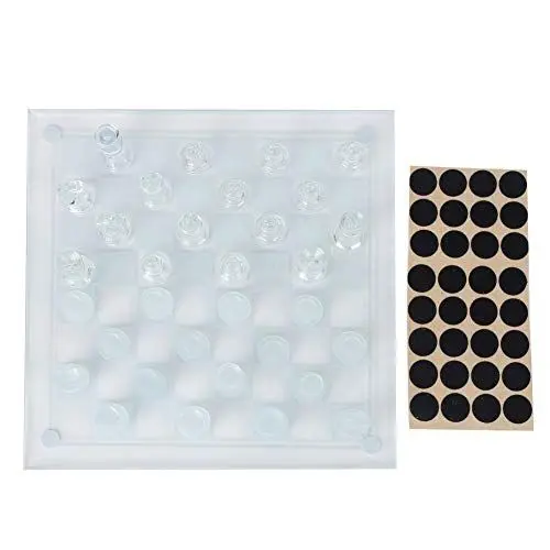 Produktbild: Échecs internationaux en Verre givré, 25x25cm Échecs en Cristal polonais Mat 1 échiquier et 32 pièces d'échecs Jeu d'échecs International Mat en Verre polonais Chessman+Jeu échecs en Verre