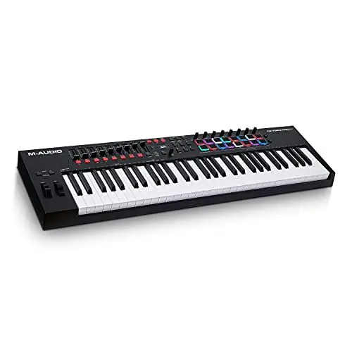 Produktbild: M-Audio Oxygen Pro 61 – 61-Tasten USB MIDI Keyboard Controller mit Beat Pads, MIDI-zuweisbaren Reglern, Tasten & Fadern und enthaltenem Softwarepaket