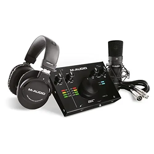 Produktbild: M-Audio - Komplettes Aufnahmepaket – USB Audio Interface, Mikrofon, Shock Mount, Kabel, Kopfhörer und Software Suite - AIR 192 | 4 Vocal Studio Pro