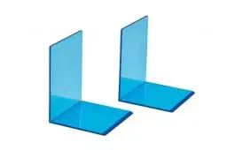 Produktbild: MAUL Buchstütze aus Acryl (2er Pack) 10x10x13cm | Bücherhalter, Organzier für Kinder, Bücher, Büro, Regal | Bücherstütze im stilvollen Acryl Design | möbelschonender Buchhalter | Blau