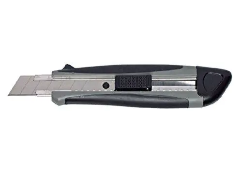 Produktbild: MAUL 7731884 Cuttermesser Cutter aus gehärtetem Stahl mit gummierter Griffzone, Grau, 18 mm