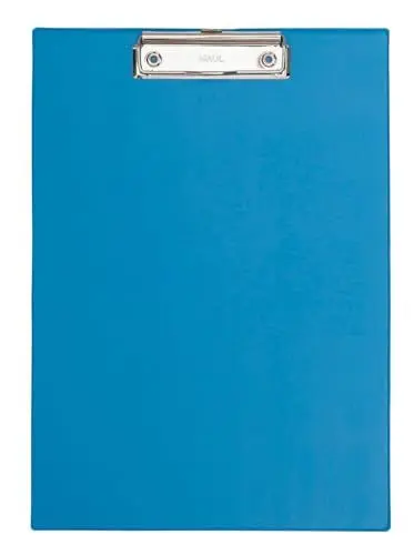 Produktbild: MAUL Klemmbrett A4 | Klemmbrett aus Karton mit Folie | Schreibbrett mit Papierklemme | Clipboard mit moderner Klemmer zur Aufbewahrung von Papier | für Büro, Küche und Werkstatt | Hellblau