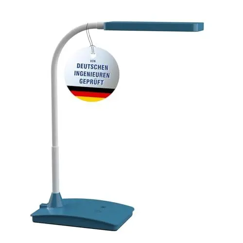 Produktbild: MAUL LED-Tischleuchte MAULpearly colour vario, dimmbar – leistungsstarke Büro Arbeitsplatzleuchte – Schreibtischlampe mit 3000-6500K Farbtemperatur – atlantic blue, 22