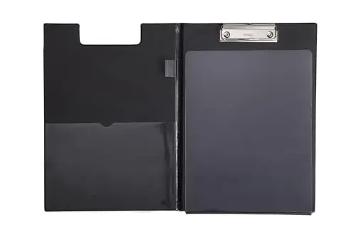 Produktbild: MAUL Schreibmappe A4 | Mappe aus Karton mit Folienüberzug | Dokumentenmappe A4 mit Fach für Papier und Durchschreibschutz | Dokumententasche zum Aufhängen | Aktenmappe für Büro | Schwarz