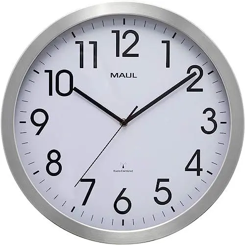 Produktbild: MAUL | Wanduhr MAULmove | Aluminium gebürstet | Ø 400 mm | Funkuhrwerk