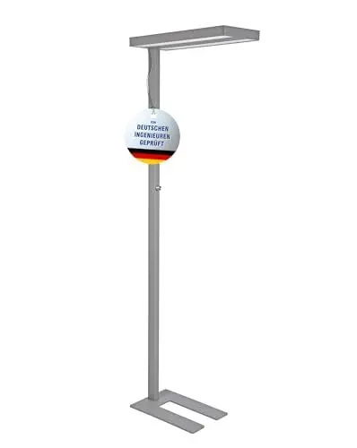 Produktbild: MAUL LED-Standleuchte MAULjaval | Standleuchte dimmbar | Breite Arbeitsplatzleuchte fürs Büro und Konferenzräume | Energieeffiziente Stehleuchte mit 4000K Farbtemperatur | Silber