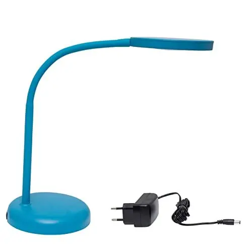 Produktbild: Maul Schreibtischlampe LED MAULjoy | Kleine Schreibtischlampe mit Standfuß | Moderne Tischlampe für Schreibtisch, Büro | Flexible LED Lampe mit 3000K warmweißem LED Licht | Atlantic Blue