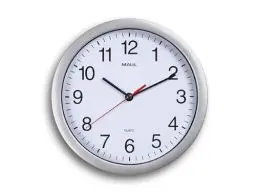 Produktbild: Maul Wanduhr MAULrun Ø 25 cm | stilvolle Quarzuhr | ideal für Wohnzimmer, Schlafzimmer, Küche, Arbeitszimmer und Büro | gut lesbar Dank großen Ziffern | Silber