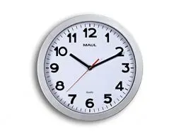 Produktbild: Maul Wanduhr MAULstep Ø 30 cm | Quarzuhr mit automatischer Zeiteinstellung | ideal für Wohnzimmer, Schlafzimmer, Küche, Arbeitszimmer und Büro | Gute Lesbarkeit für große Räume | Silber