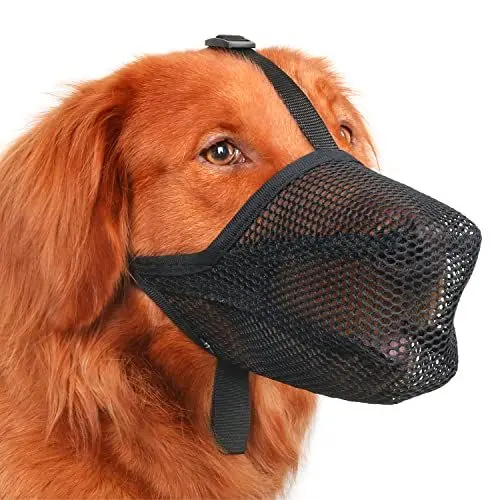 Produktbild: Maulkorb für Hunde, weicher Netzmaulkorb für kleine, mittelgroße und große Hunde, verstellbare Welpenmaulkörbe zum Auffangen von Beißen, Lecken und Kauen, ermöglicht Hecheln und Trinken