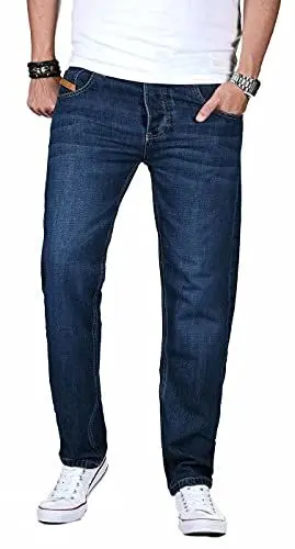 Produktbild: Maurelio Modriano Designer Herren Jeans Hose Basic Jeanshose Regular (MM-023-Dunkelblau-W34-L32)