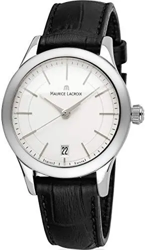 Produktbild: MAURICE LACROIX Les Classiques Date Damen-Armbanduhr Analog Quarz mit schwarzem Lederarmband LC1026-SS001-130-1