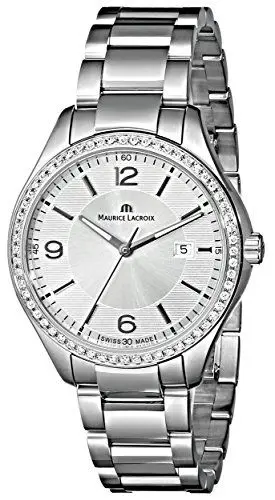 Produktbild: Maurice Lacroix Miros MI1014-SD502-130 Damen-Armbanduhr mit Diamant-Akzent aus Edelstahl